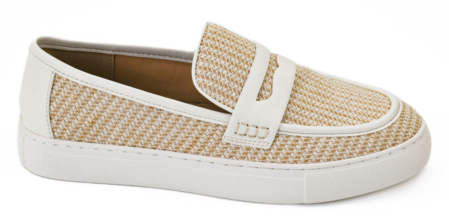 Group Chat White Combo Loafer  by Corkys