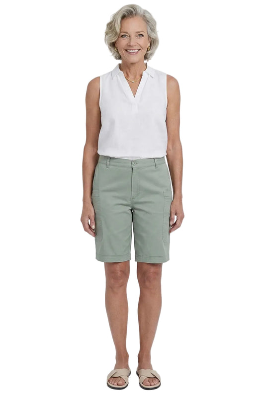 Wide Leg Bermuda Shorts with Big Pockets (Fern)