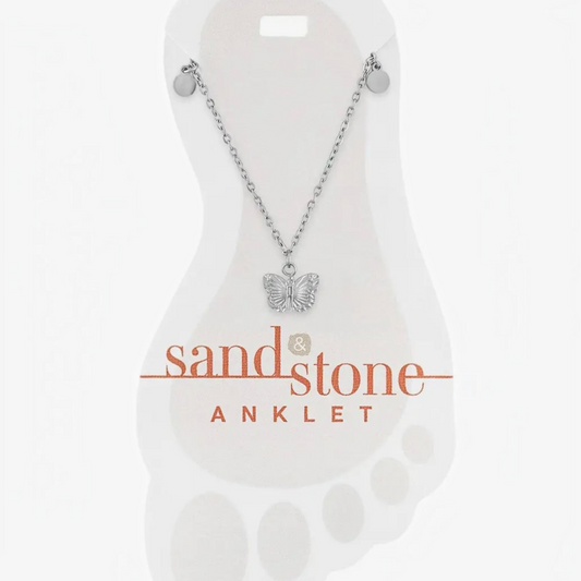 Sand & Stone Anklets: Silver Butterfly Dangle Anklet