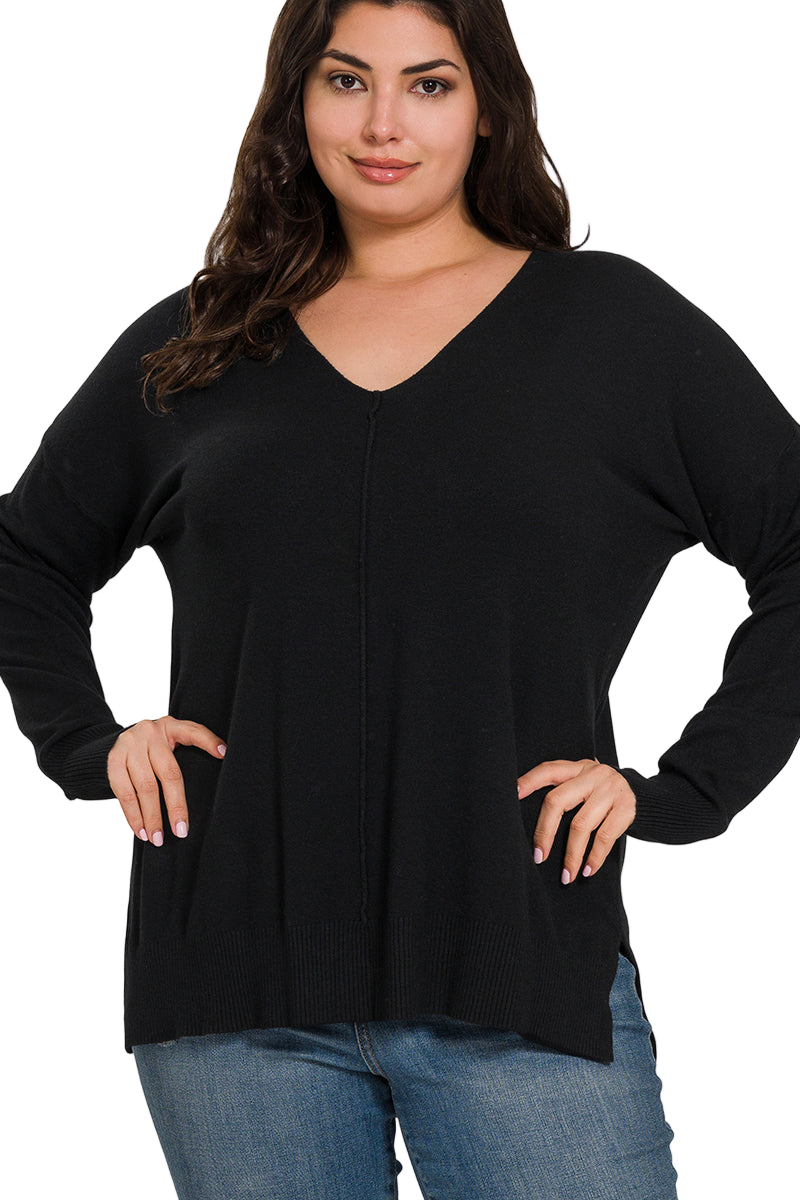 Black Front Seam Sweater