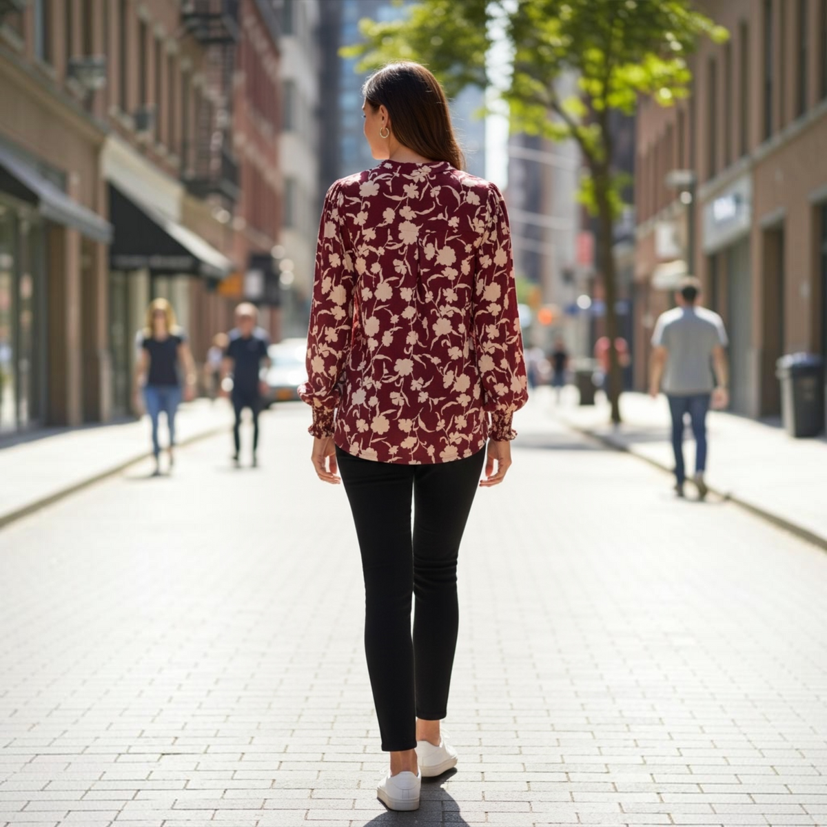 Lizzy Smocked Long Sleeve Top in Wine by Dear Scarlett