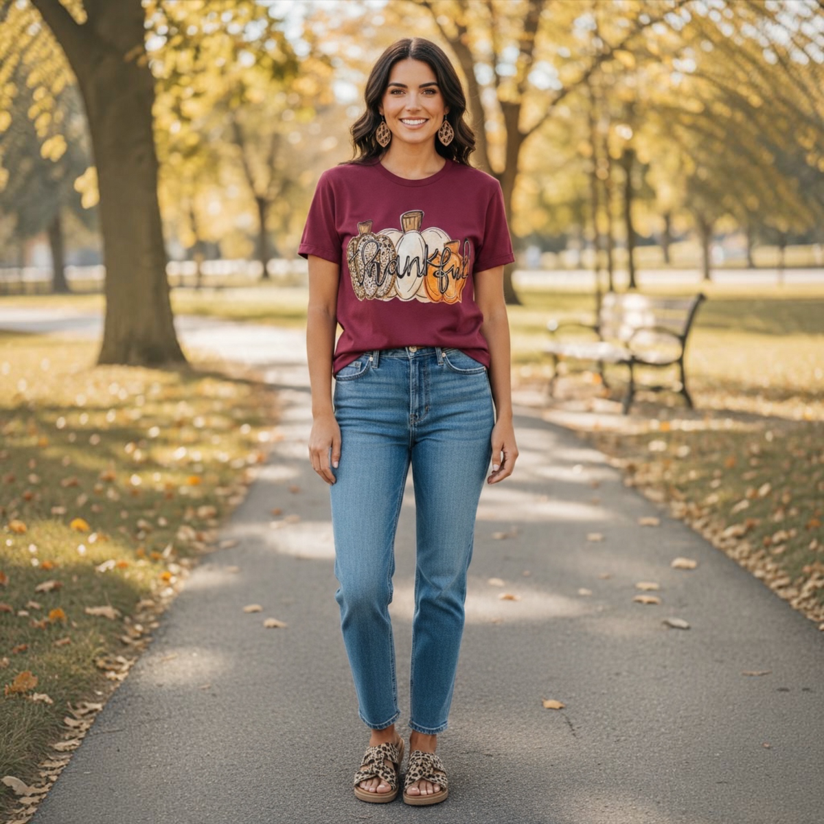 Thankful Pumpkins (Maroon) T-Shirt