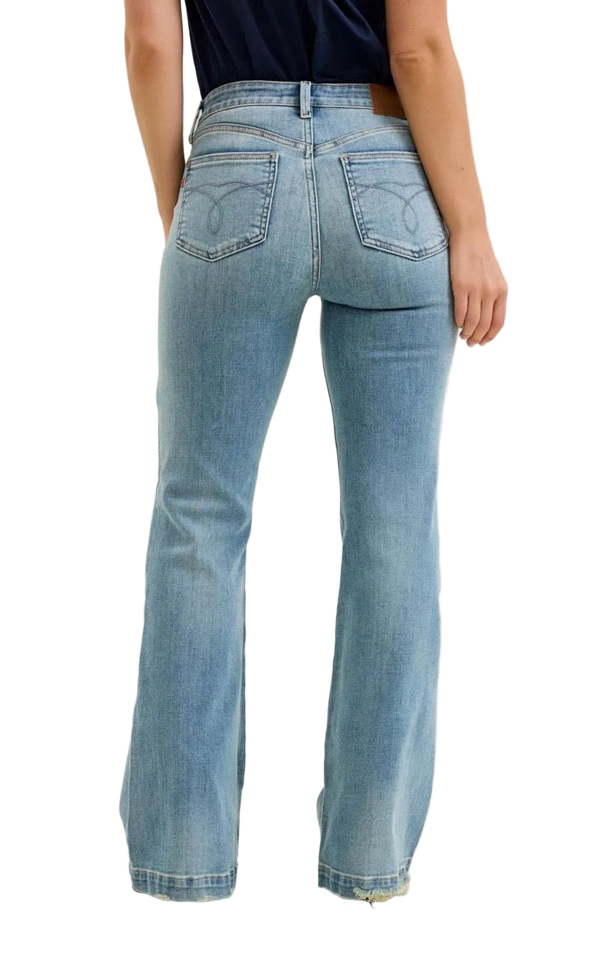Mid Rise Short Inseam MD Flare Jeans by Judy Blue