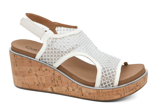 Carley White Mesh Wedge by Corkys