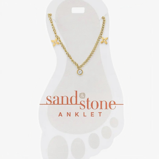 Sand & Stone Anklets: Gold Clover Dangle
