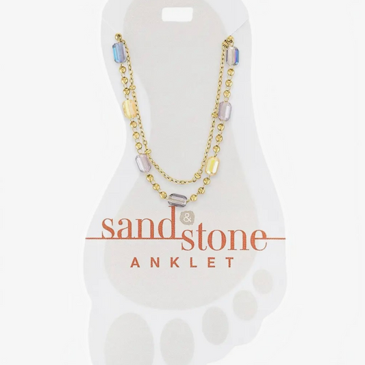 Sand & Stone Anklets: Gold Petite Ball and Multi Facet