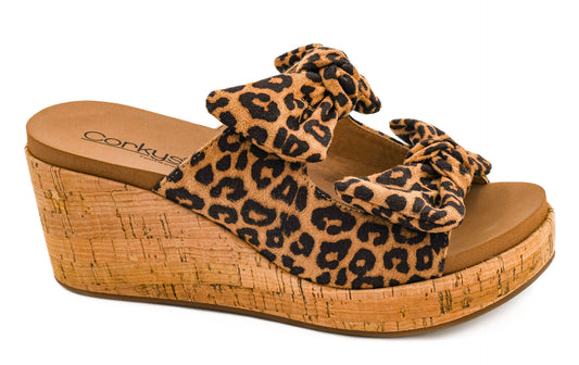 Bowed Up Leopard Wedge by Corkys
