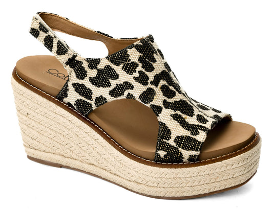 Freddie Black Metallic Leopard Wedge by Corkys