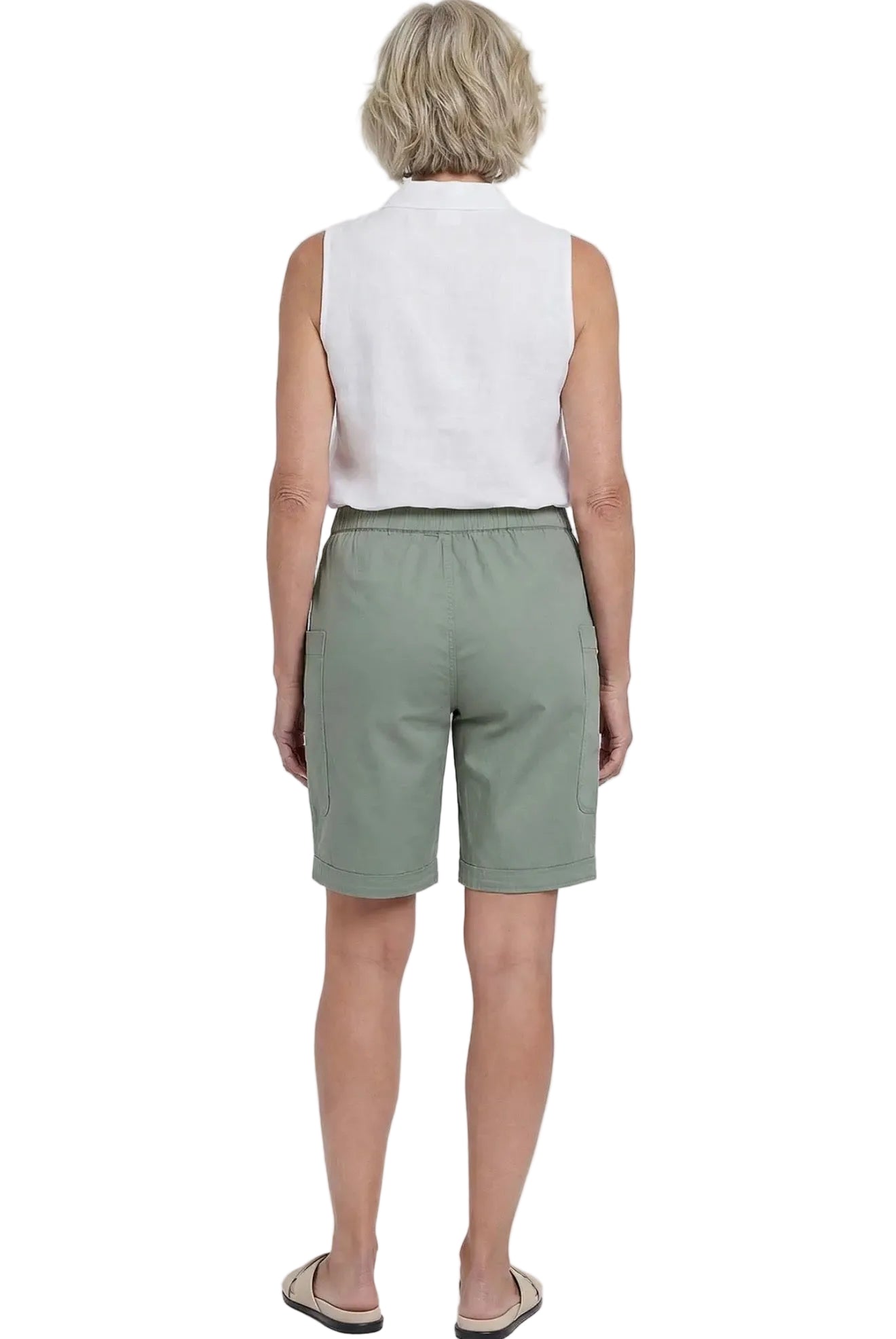 Wide Leg Bermuda Shorts with Big Pockets (Fern)