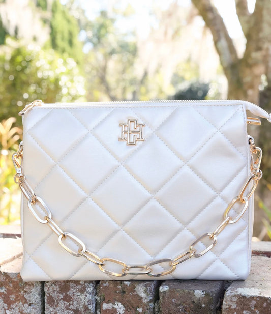 Ariana Crossbody Pearl Quilted LD by Caroline Hill