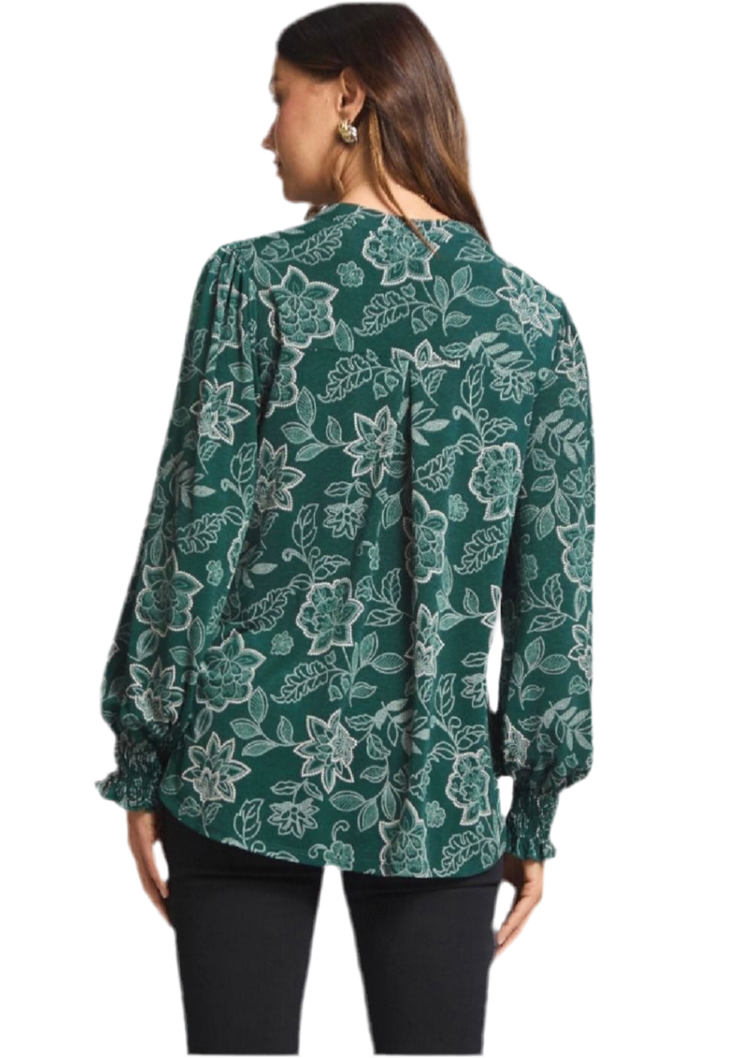 Lizzy Smocked Long Sleeve Top in Hunter Green by Dear Scarlett