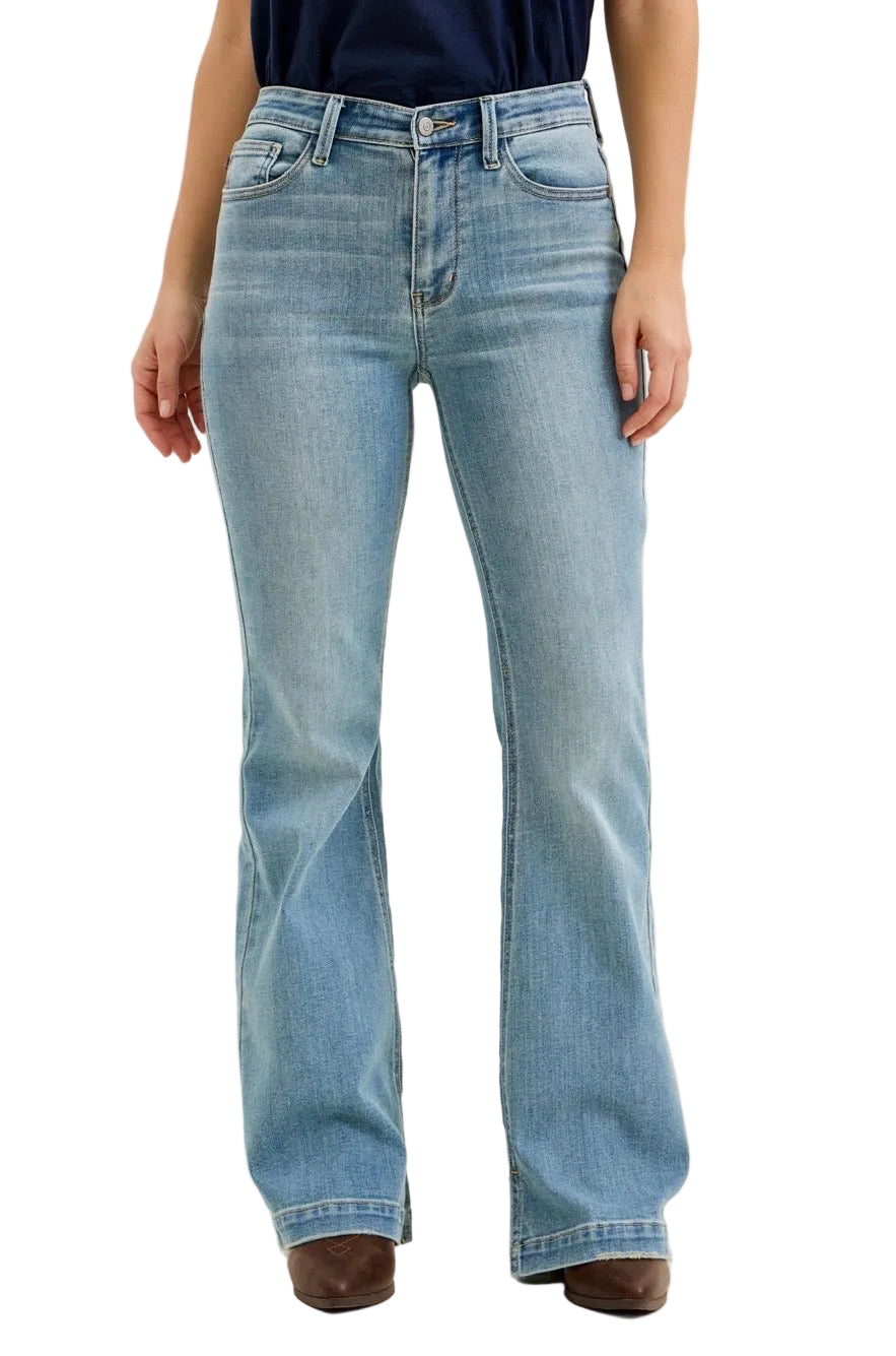 Mid Rise Short Inseam MD Flare Jeans by Judy Blue