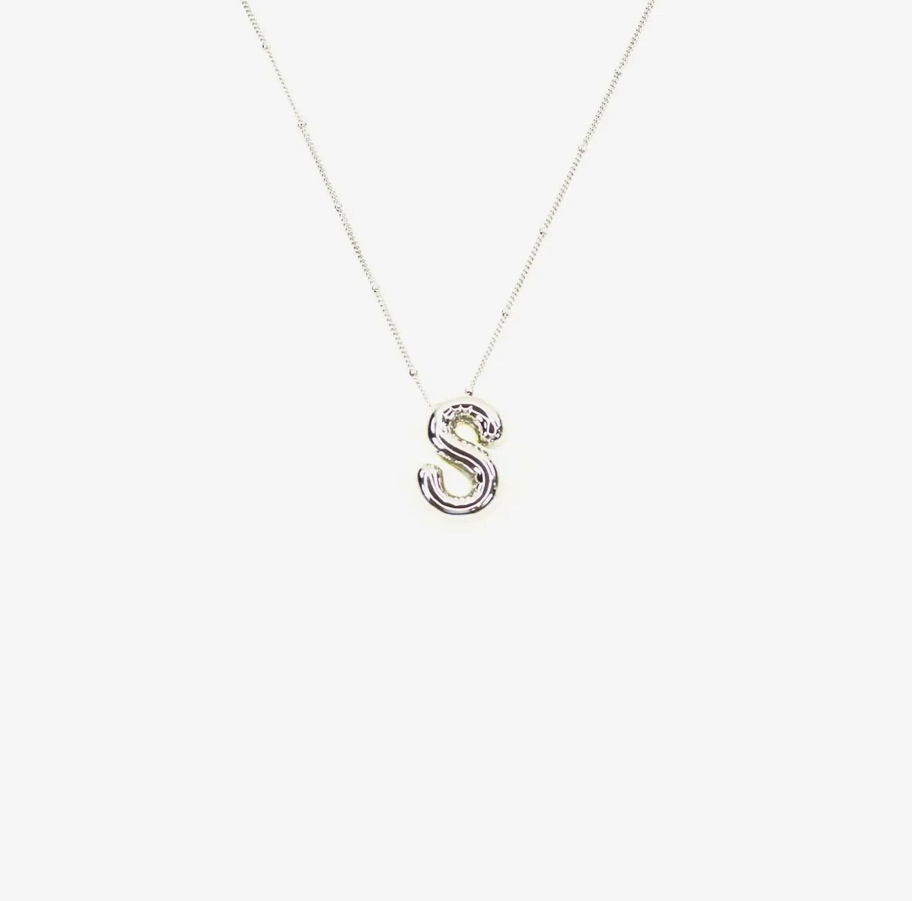 Initial Balloon Bubble Silver Necklace
