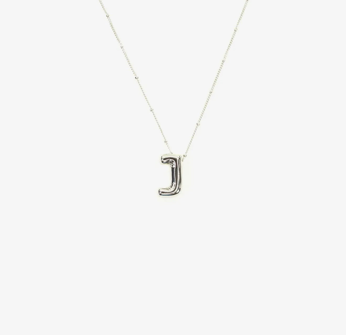 Initial Balloon Bubble Silver Necklace