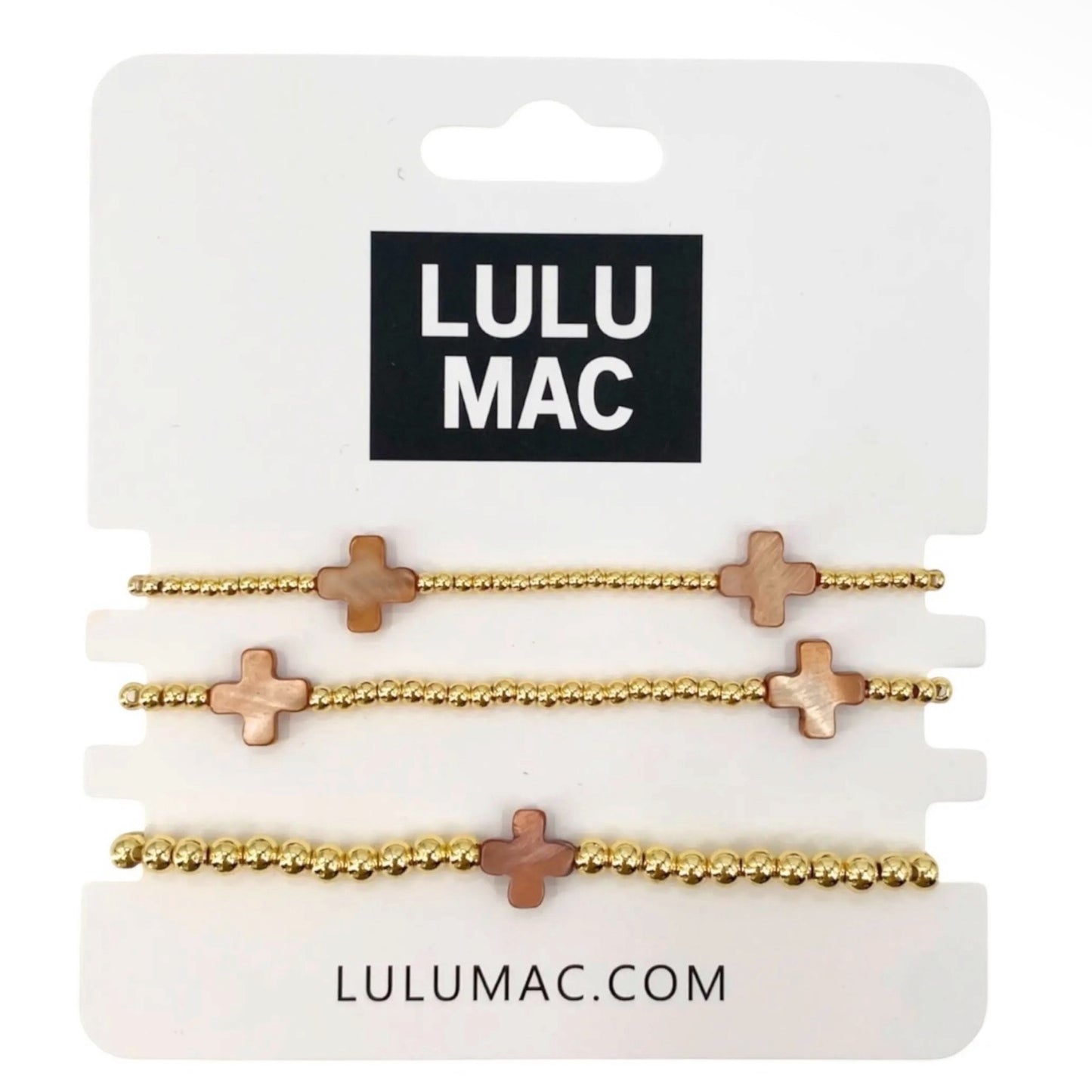 Brown/Gold Cross Bracelet by Lulu Mac