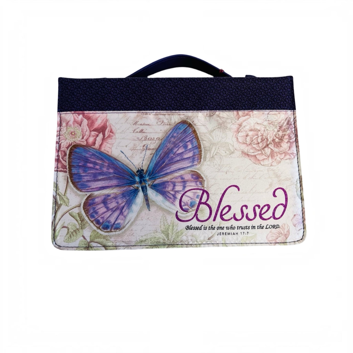 Blessed Butterfly Purple Large Bible Cover