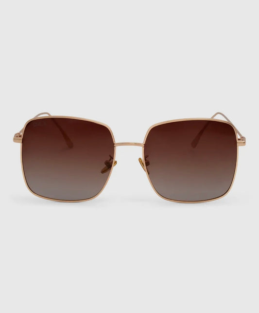 Saint Brown - Women's Polarized Oversized Square Sunglasses by DAX Eyewear