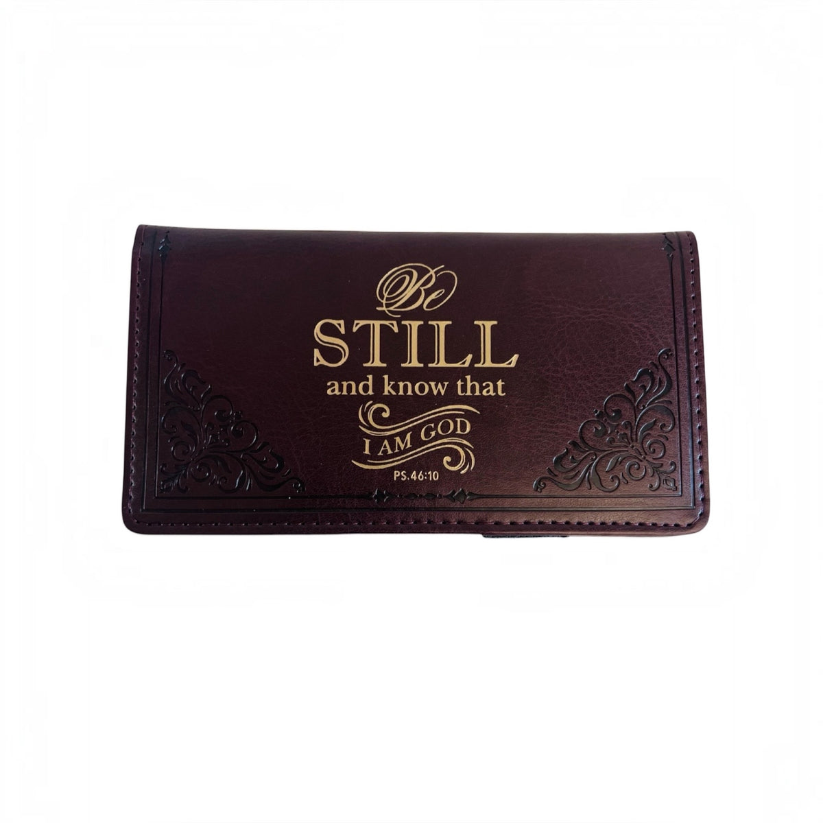 Be Still and Know Brown Checkbook Cover
