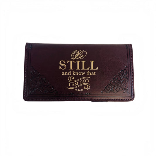 Be Still and Know Brown Checkbook Cover