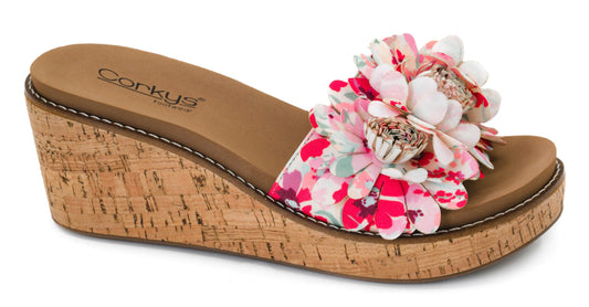 Wildflower White Floral Wedge by Corkys
