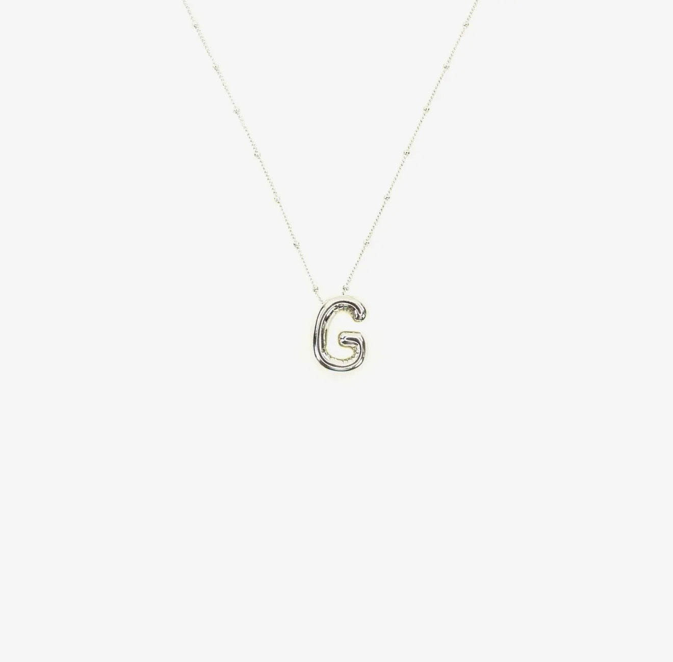 Initial Balloon Bubble Silver Necklace