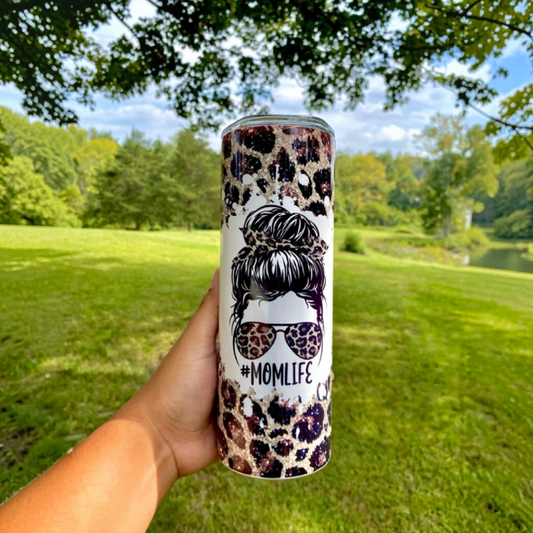 Leopard Mom Life 20oz Skinny Tumbler