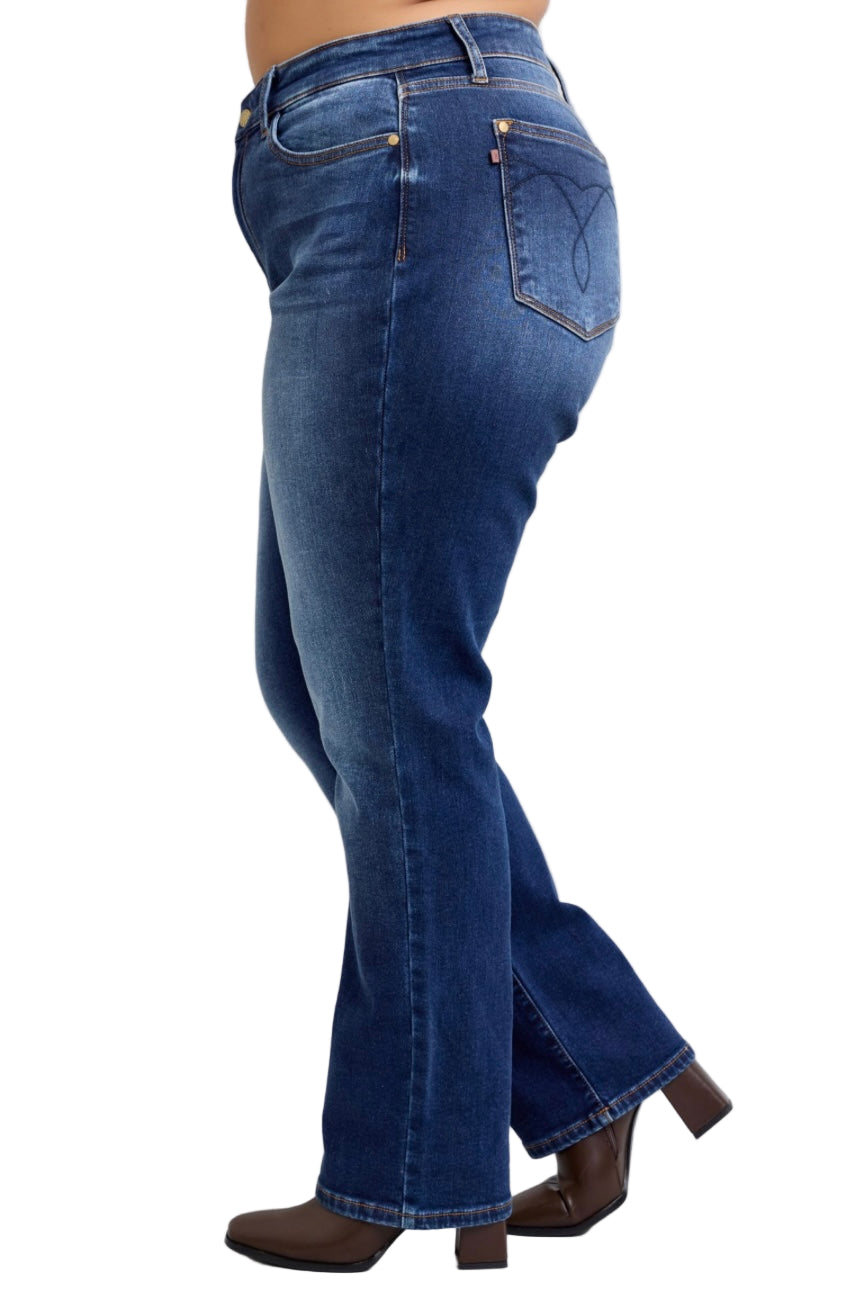 Vintage Wash Thermal Straight Jeans by Judy Blue