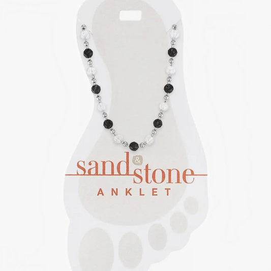 Sand & Stone Anklets: Silver Gray Natural Stone