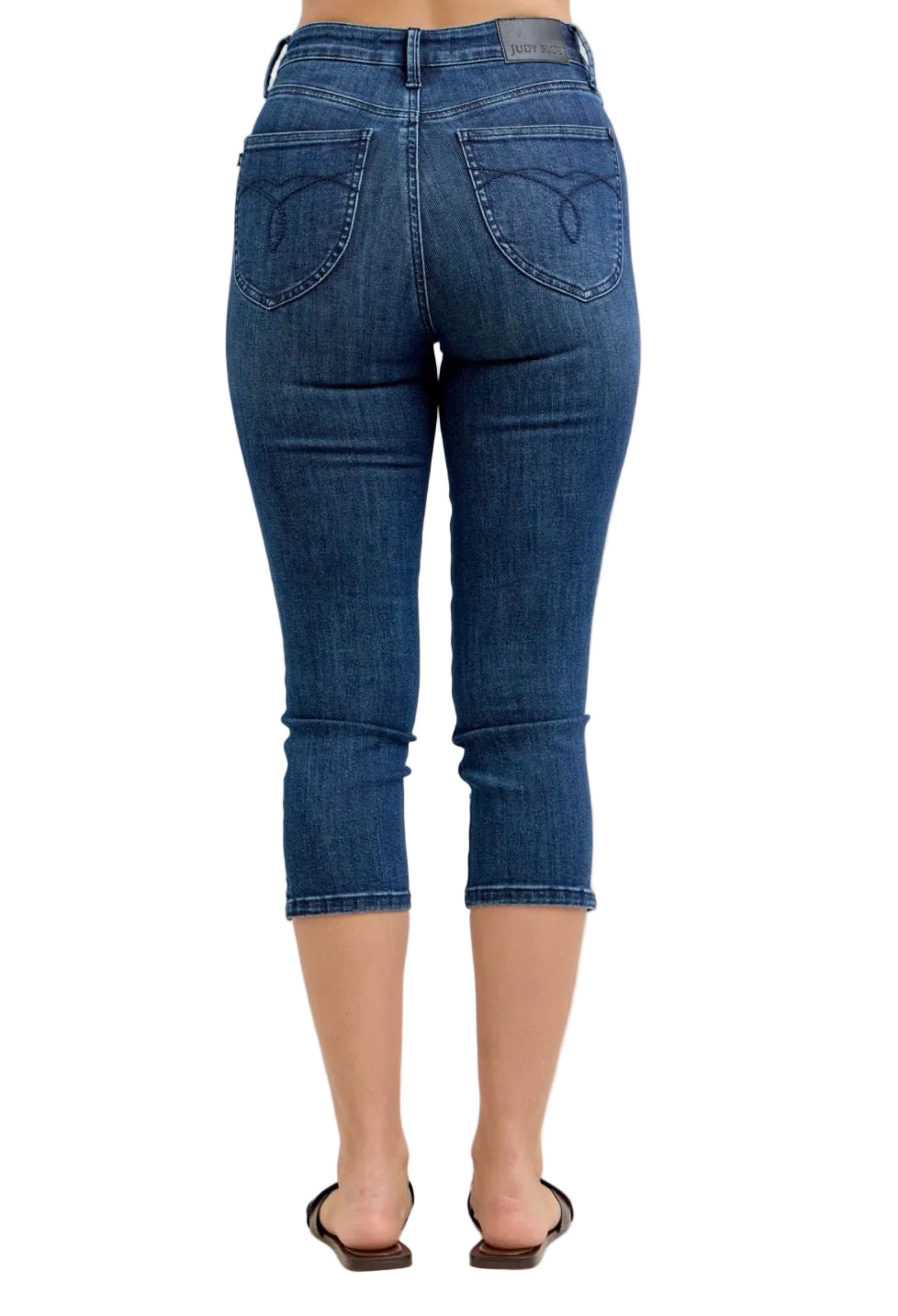 High Waist Tummy Control Dark Blue Capri by Judy Blue