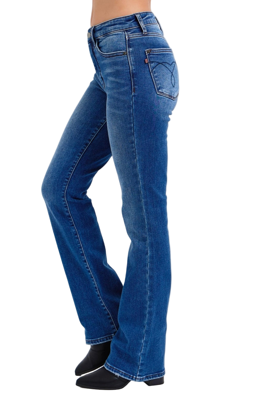 Mid Rise Thermal Bootcut Jeans by Judy Blue