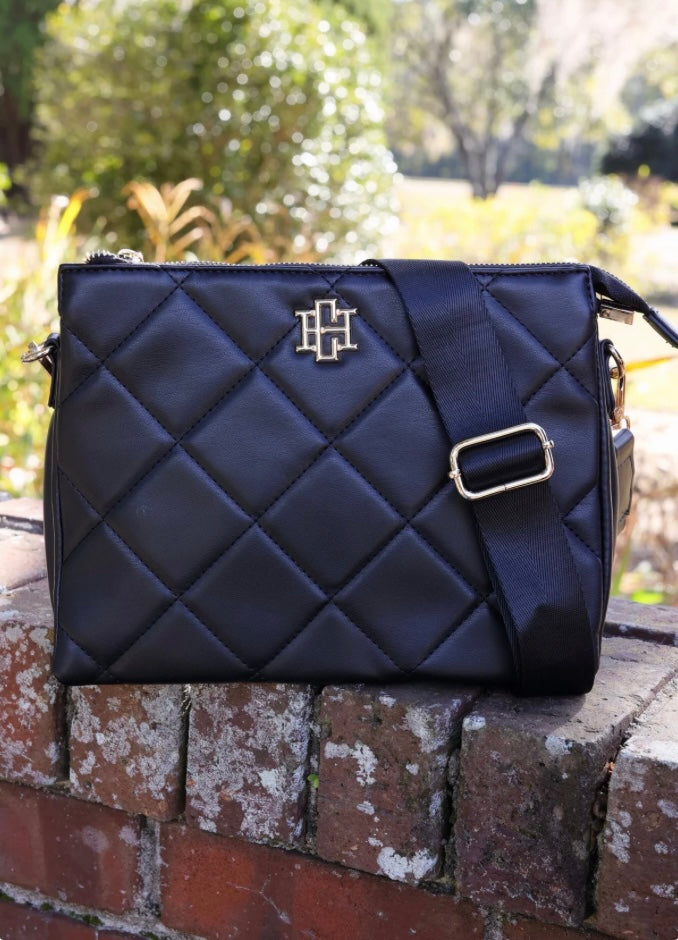 Ariana Crossbody Black Quilted LD by Caroline Hill