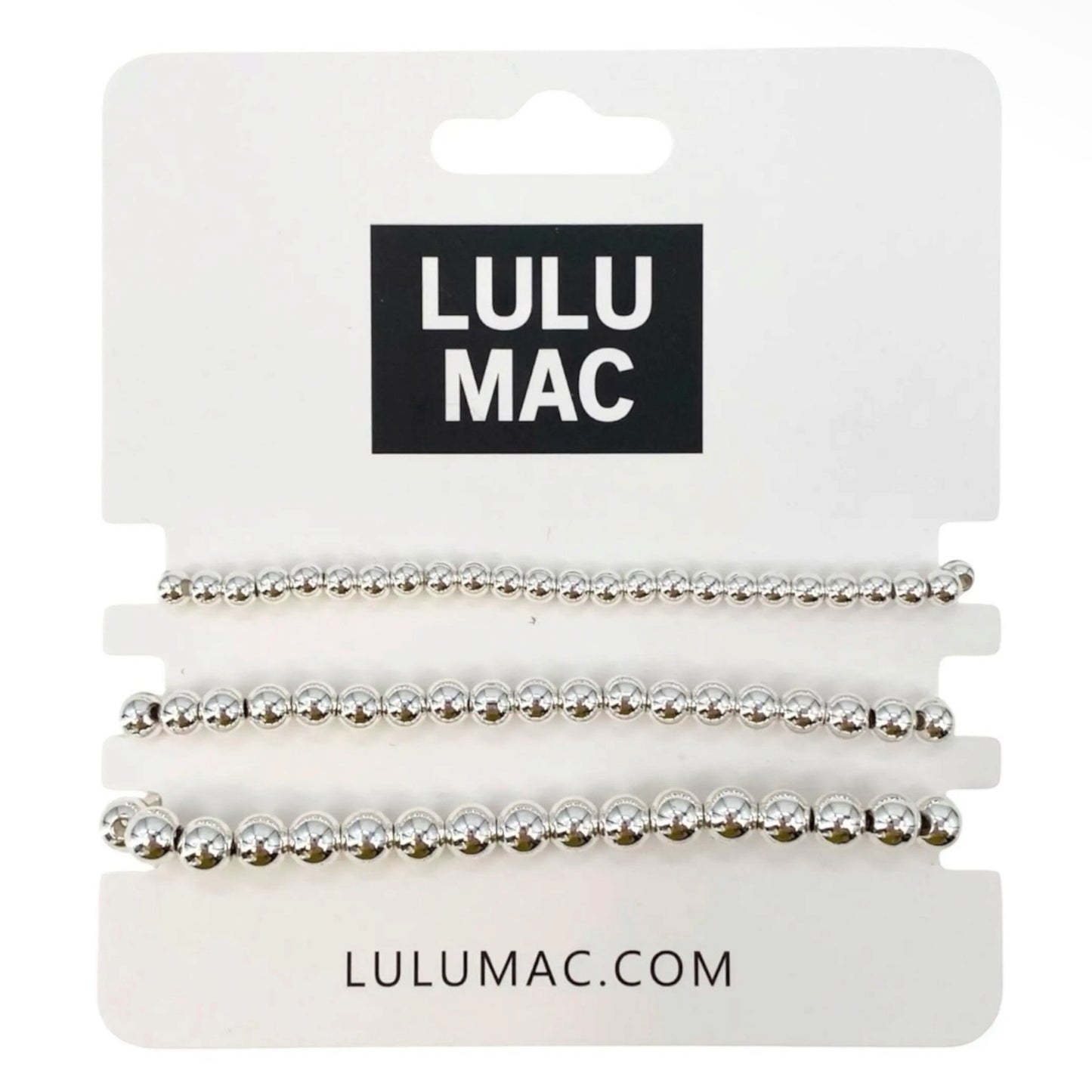 Silver Beaded Bracelets (Large) by Lulu Mac
