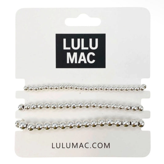 Silver Beaded Bracelets (Large) by Lulu Mac