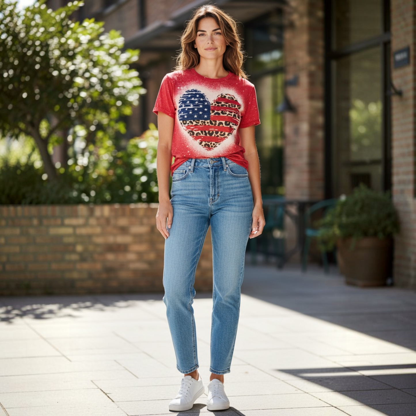 American Leopard Heart Bleached T-Shirt