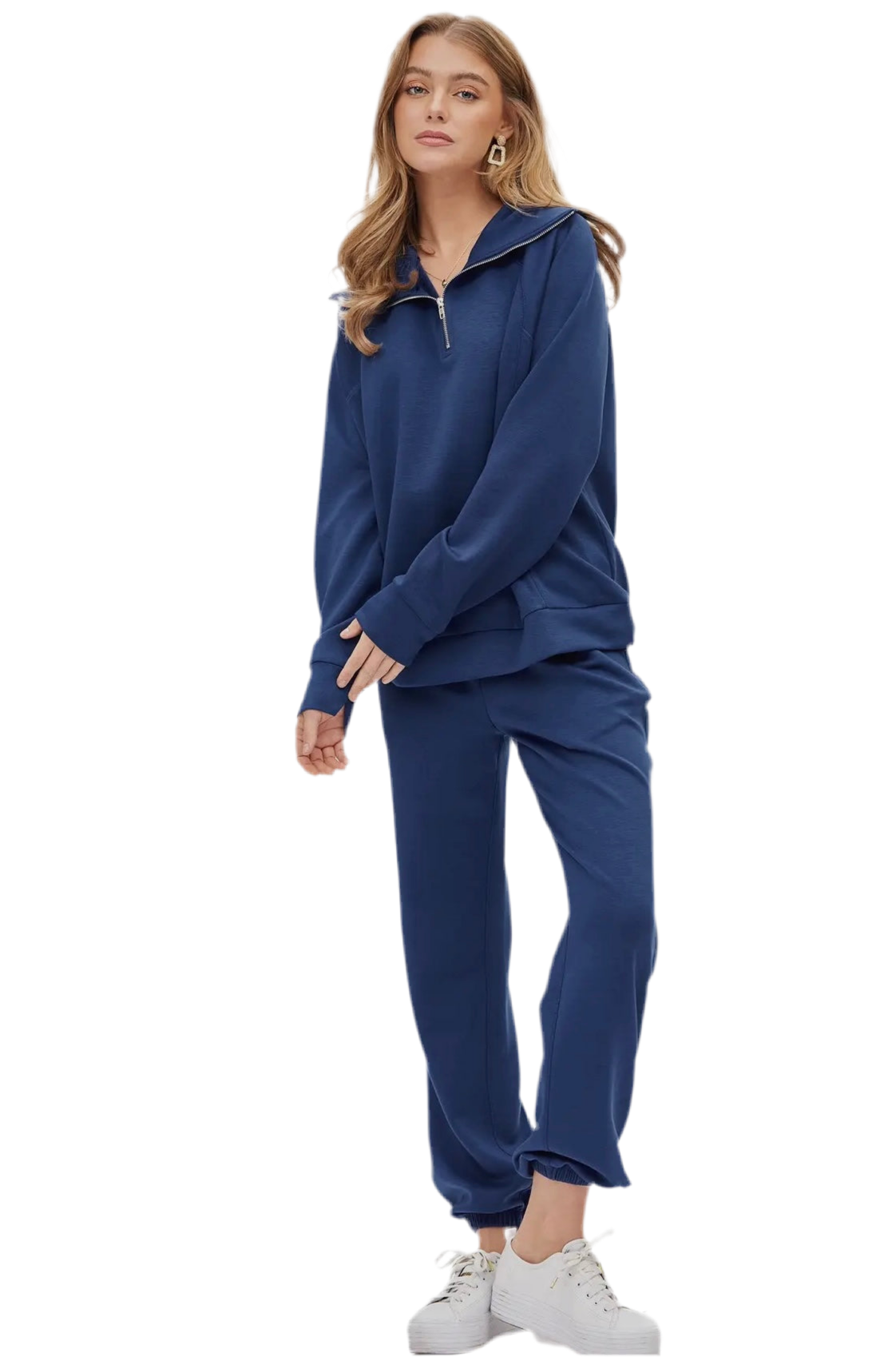 Quarter Zip Pullover + Jogger Travel Set in Navy by Dear Scarlett