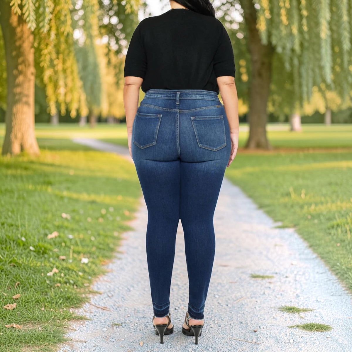 Zoe High Rise Ankle Skinny Jeans by Kan Can