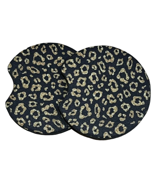 Car Coaster-Black and Gold Leopard