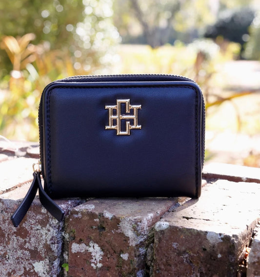 Nadine Zippered Wallet in Black by Caroline Hill