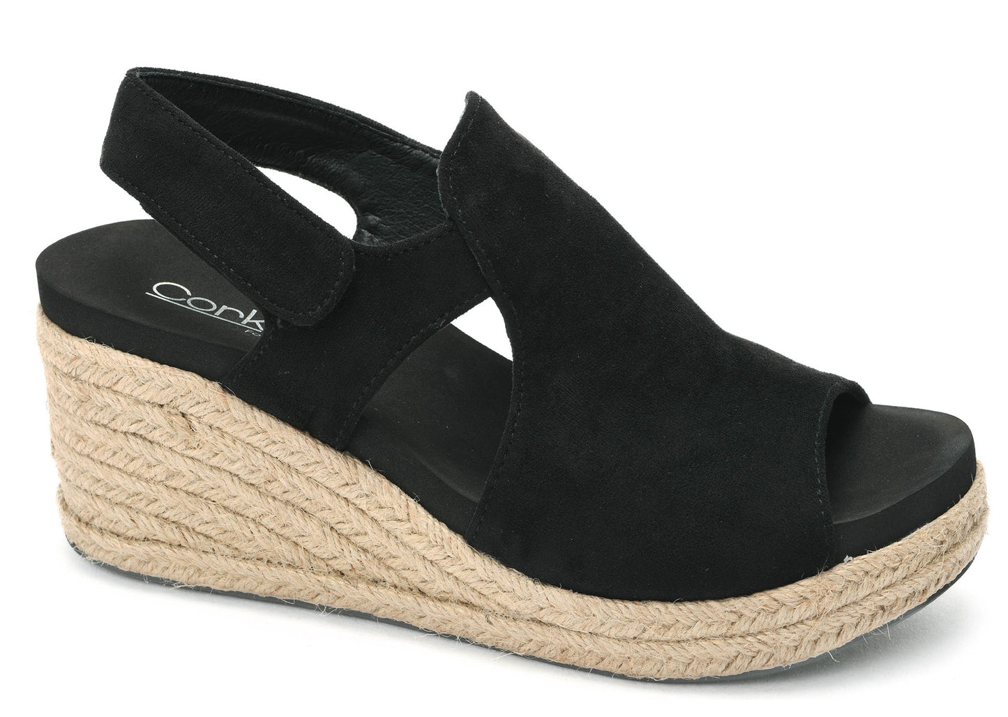 Pose Black Faux Suede Wedge by Corkys