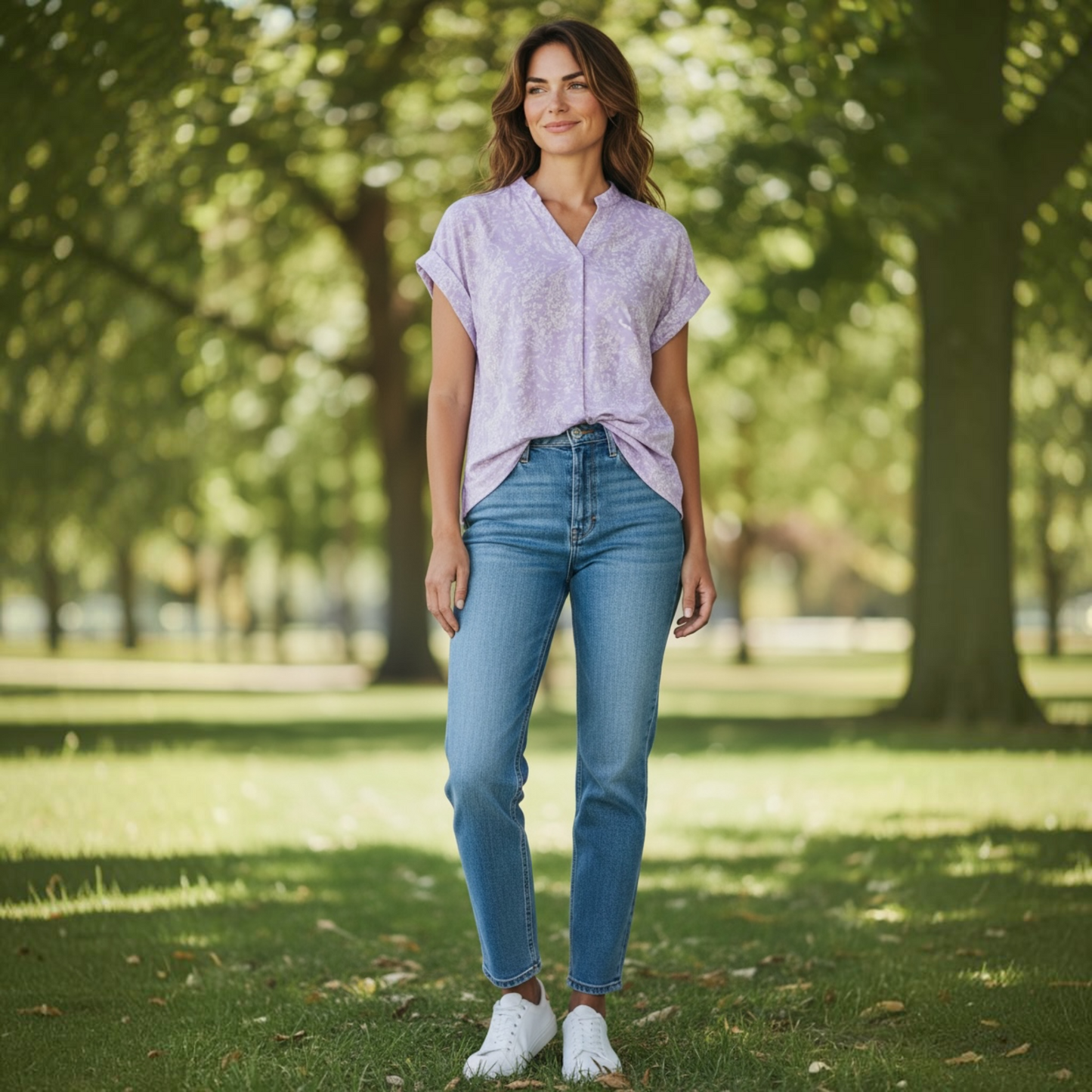 Plus Size Lizzy Dolman Short Sleeve Wrinkle Free Top in Lavender by Dear Scarlett