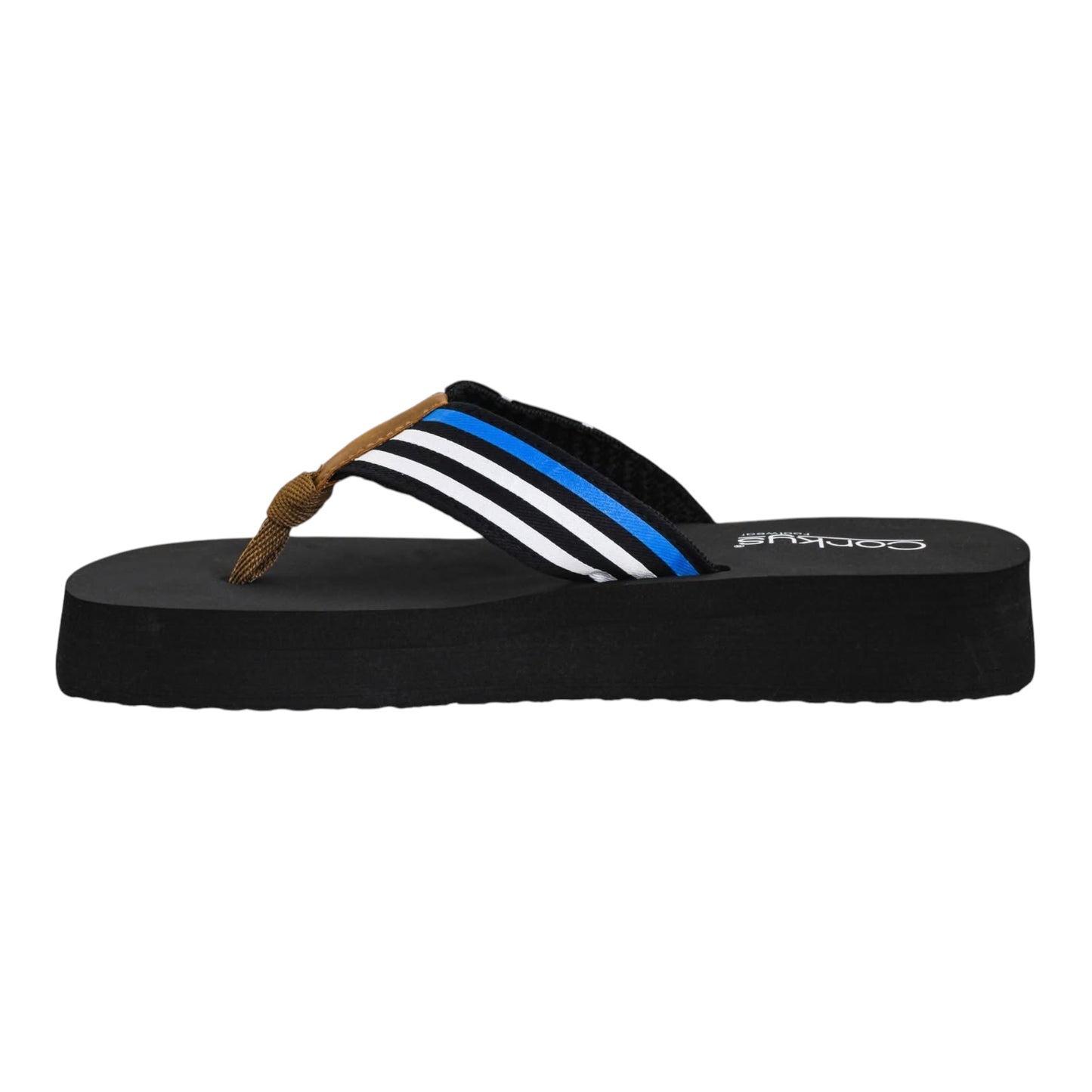 Liberty Black With Blue Flip Flops by Corkys(Final Sale)