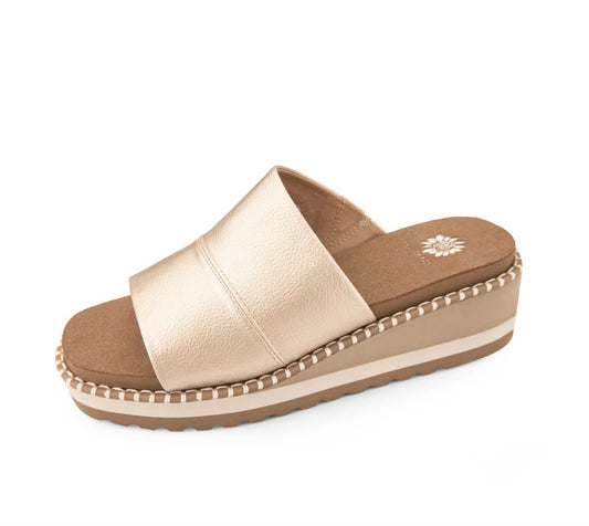 Ayana Wedge Sandal (Light Gold) by YellowBox