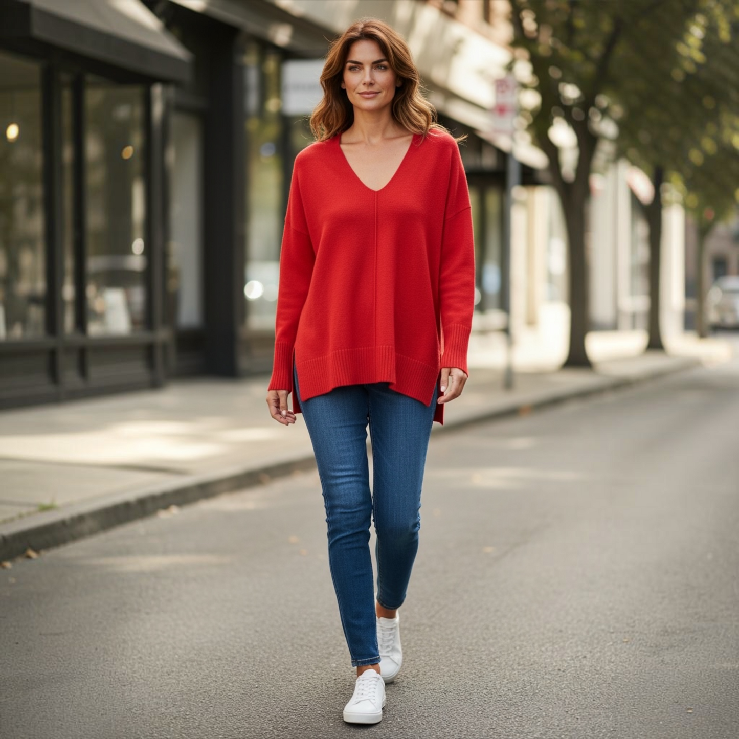 Red Front Seam Sweater