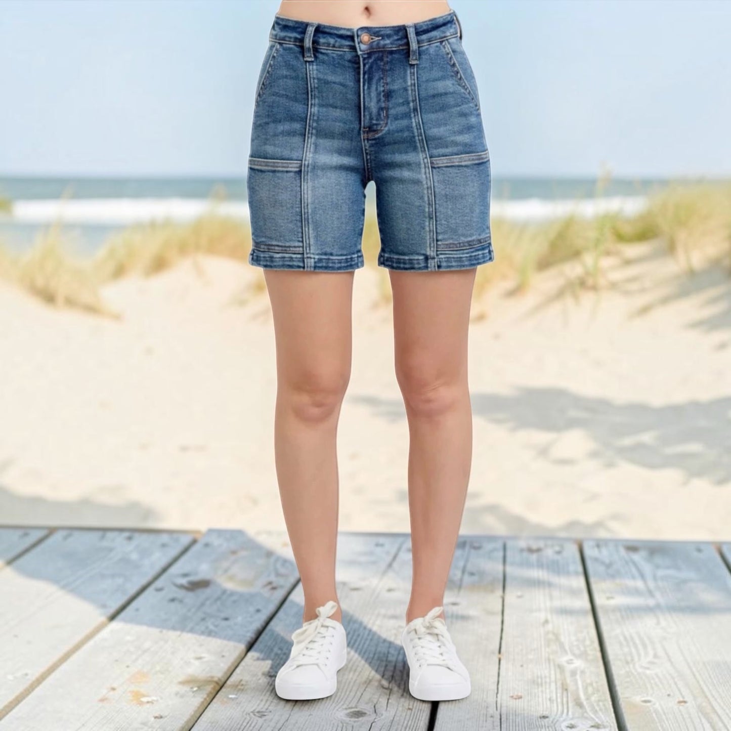 High Waist Utility Mid Length Shorts by Judy Blue