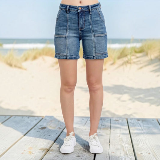 High Waist Utility Mid Length Shorts by Judy Blue