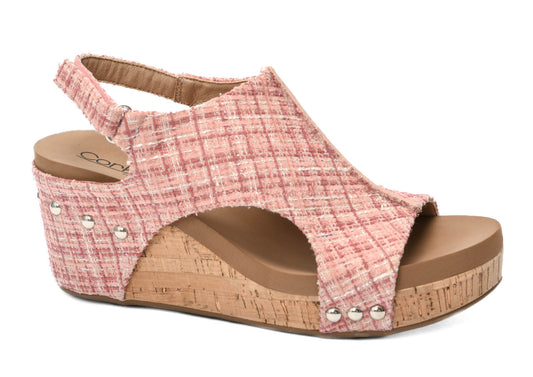 Carley Blush Tweed Wedge by Corkys