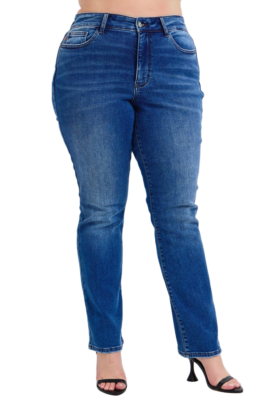 Mid Rise Thermal Bootcut Jeans by Judy Blue