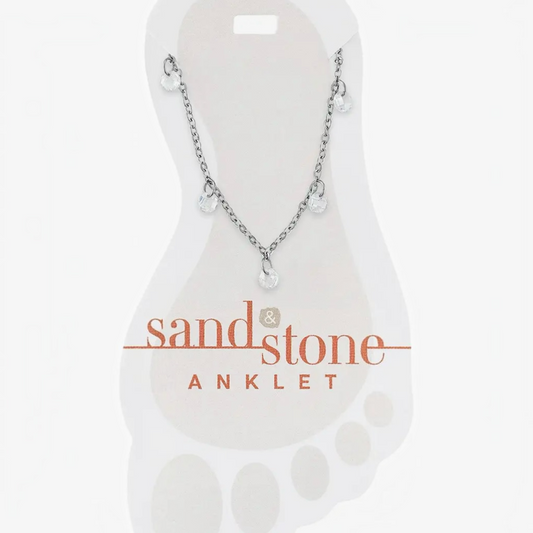 Sand & Stone Anklets: Silver Ball & Cz Dangle Anklet