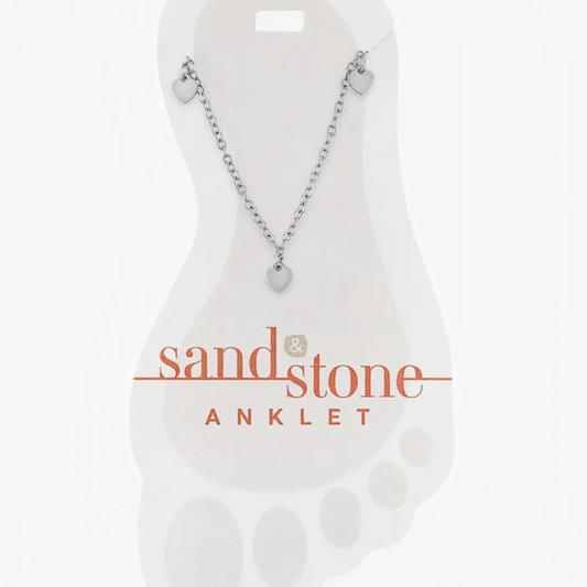 Sand & Stone Anklets: Silver Multi Heart Dangle Anklet