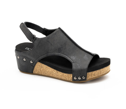 Volta ll Black Metallic Wedge by Corkys